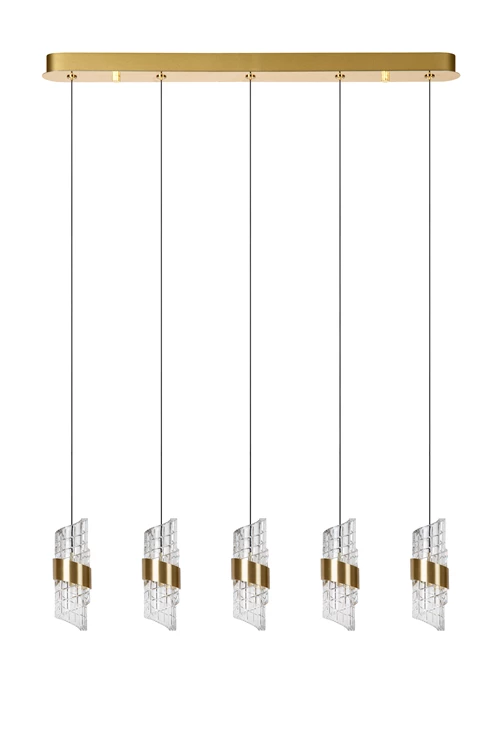 Lucide KLIGANDE - Pendelleuchten - LED Dim. - 5x7,8W 2700K - Mattes Gold / Messing - ausgeschaltet